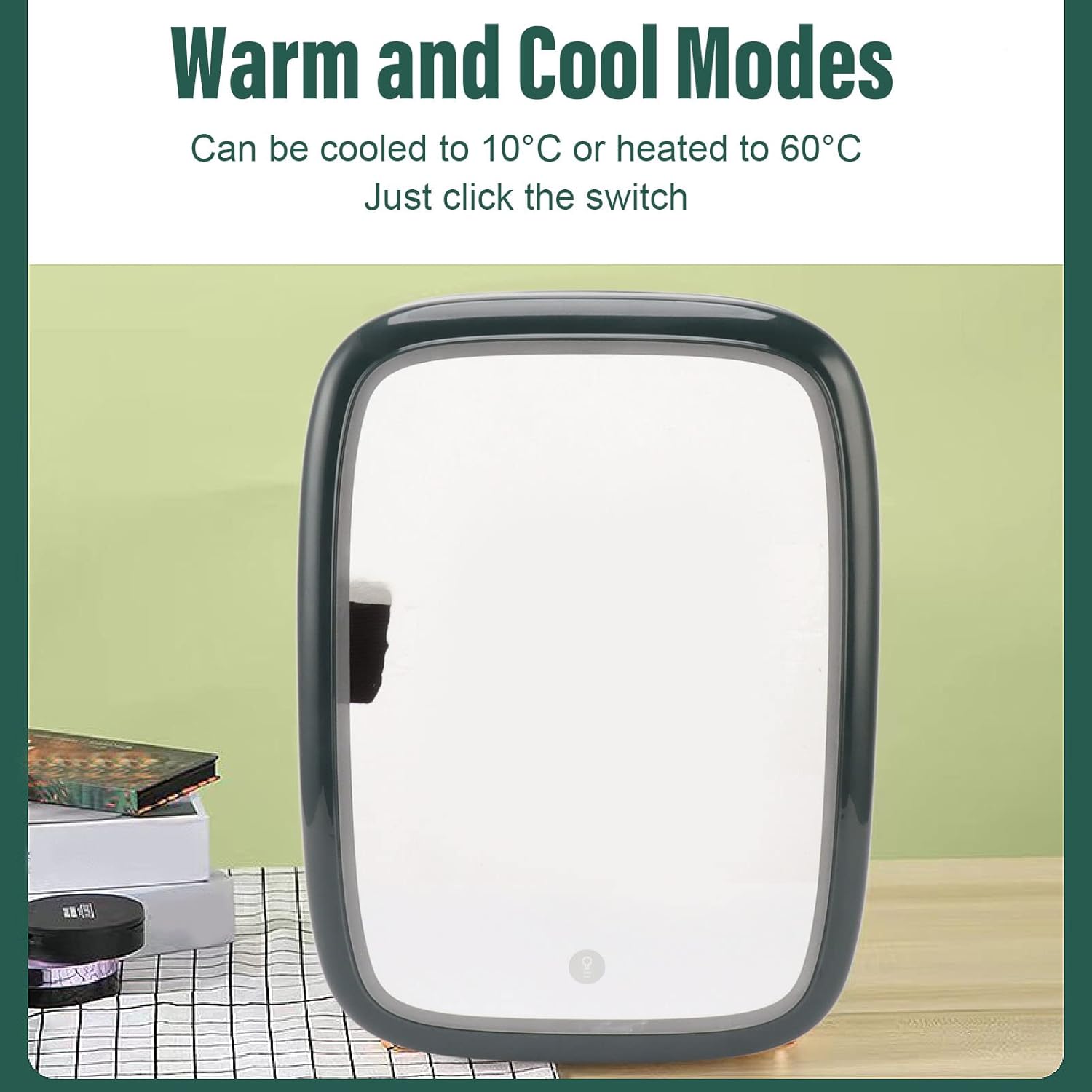 Mini Fridge, Cooler Warmer 100‑240V Energy Saving Removable Shelf 12L Portable Small Refrigerator Dimmable LED Light for Beverage for Bedroom