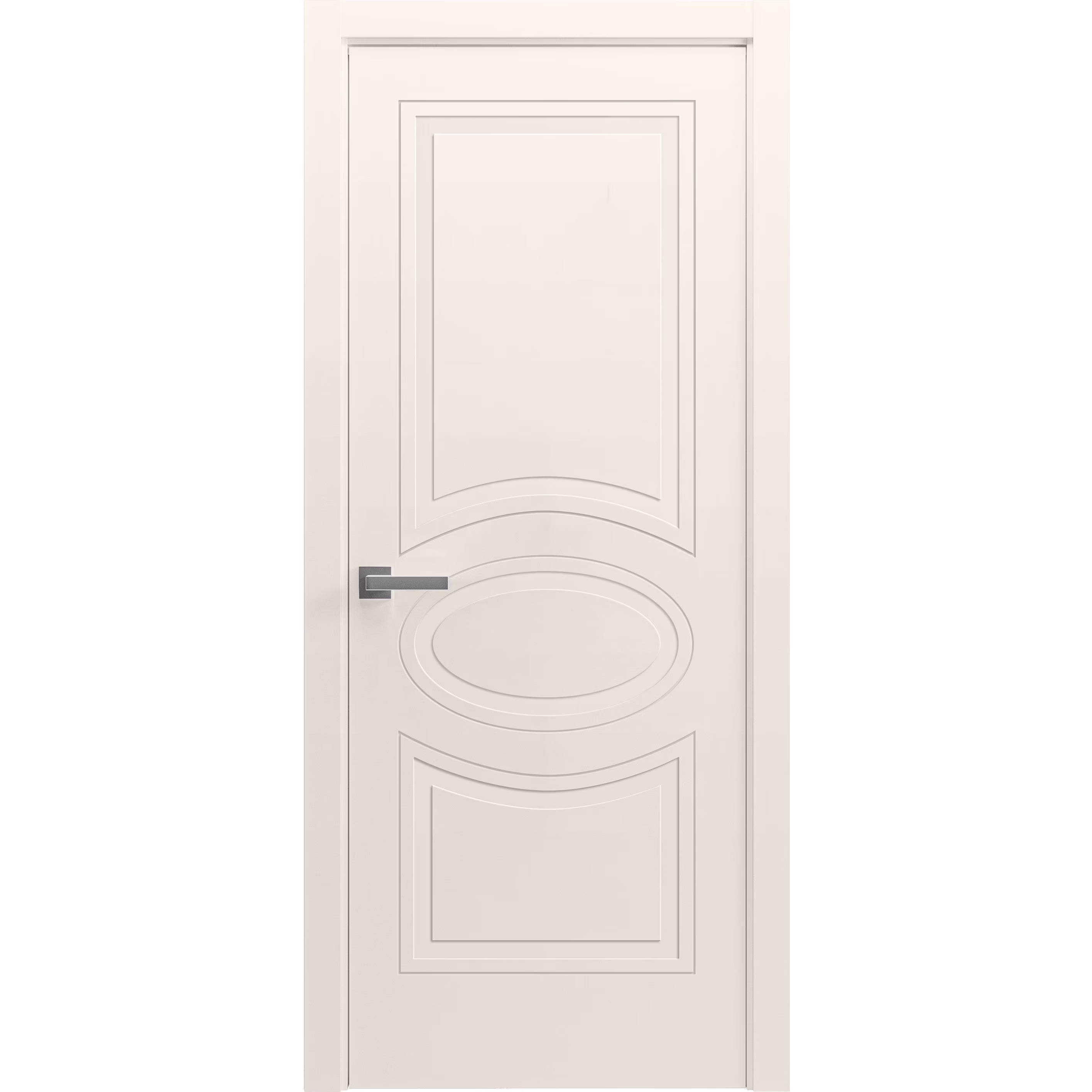 Interior Solid French Door 36" x 80" inches / Mela 7001 Painted Creamy / Single Regular Panel Frame Handle / Bathroom Bedroom Modern Doors