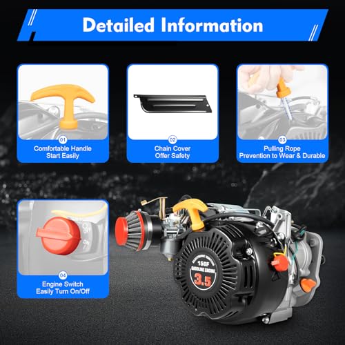 100cc 4-Strok Bicycle Engine Kit,Single Cylinder Gas Motorized Motor Bike Modified Engine Scooter,3600rpm Bike DIY Modified Engine Kit (Chain)