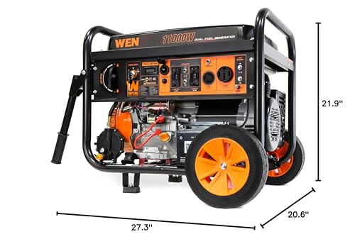 WEN 14,500-Watt 120V/240V Tri-Fuel Generator for Gas, Propane, and Natural Gas, Transfer-Switch Ready with Electric Start, Wheel Kit, and CO Watchdog (TF1450X)