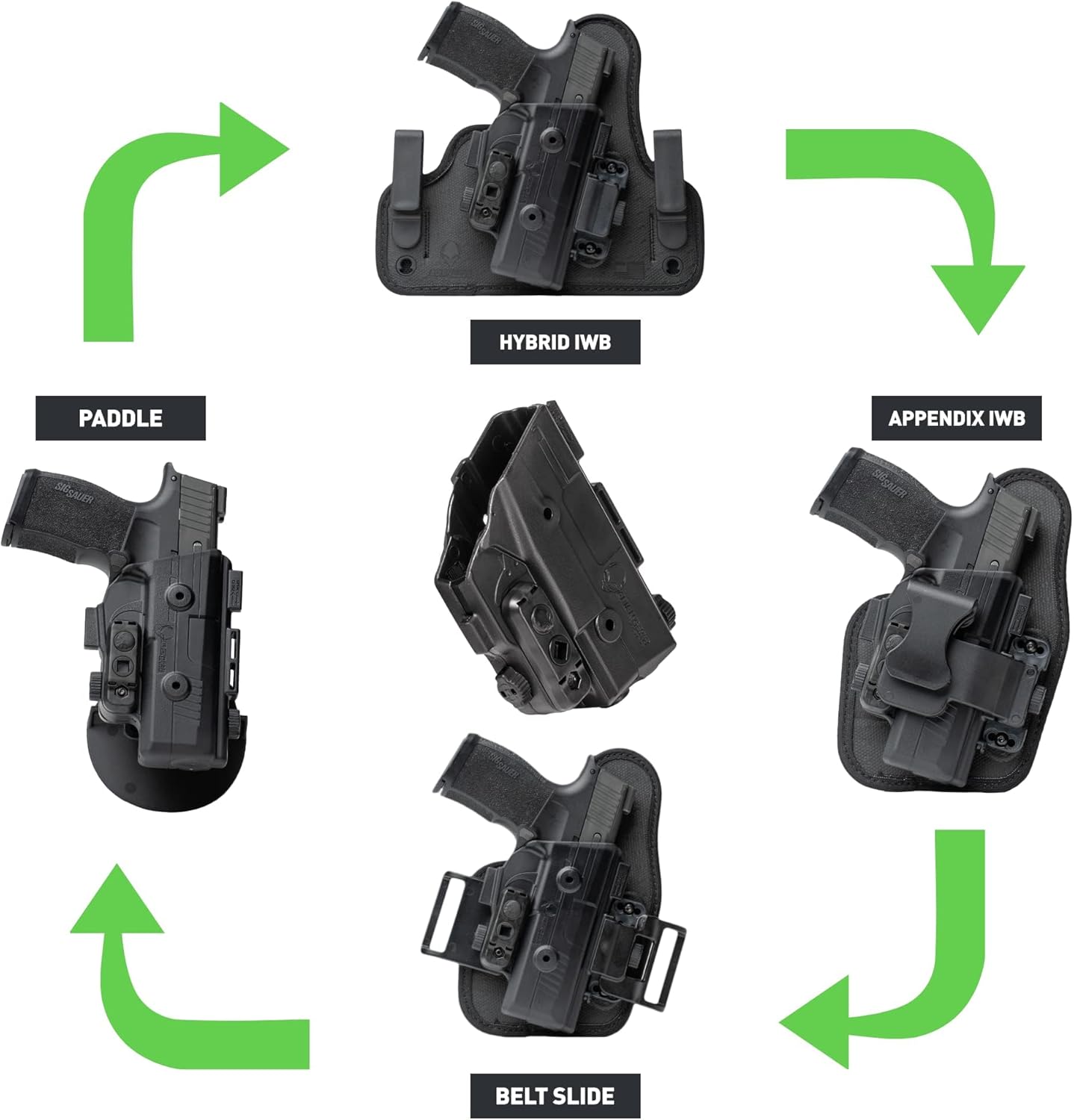 Alien Gear Shapeshift 4 in 1 Holster - IWB, Appendix, OWB Paddle, and OWB Belt Slide Included - Concealed and Open Carry - Tuckable - Right Hand Draw - Glock 22