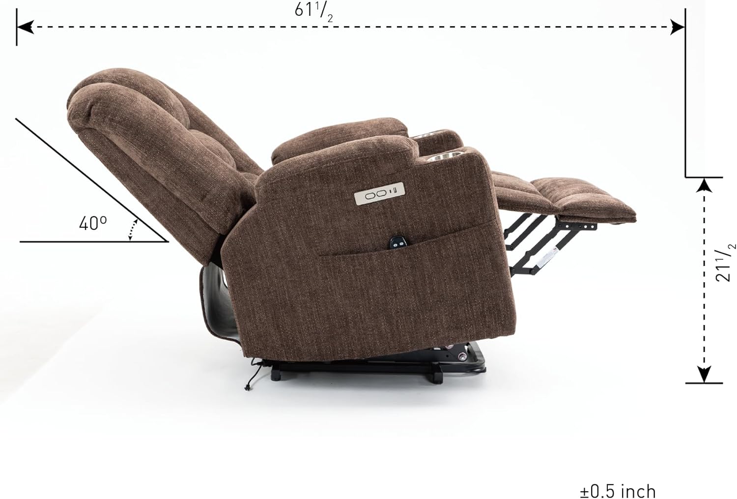Large Power Massage and Heat for Elderly, Overstuffed Wide, Heavy Duty Motion Mechanism with USB and Type C Ports Lift Recliner Chair, Brown