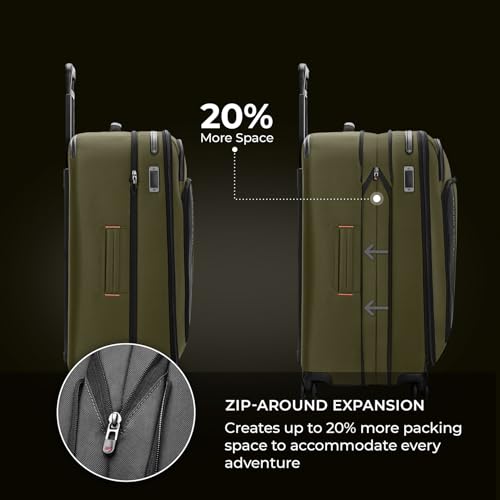 Briggs & Riley Domestic 22" Carry On Expandable Spinner - Luggage for Travel, Suitcases with Wheels, Softside Rolling Bag for Men & Women, Self-Repairing Zipper - ZDX Collection, Black