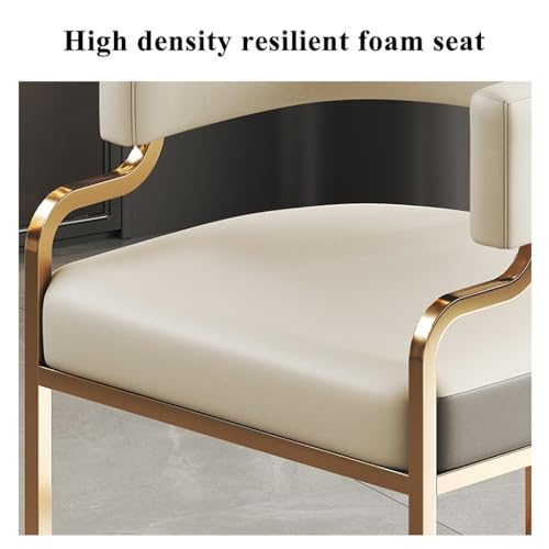 Leather Modern Tub Chair Upholstered Armchair for Living Room,Dining Room Chairs Guest Chairs for Reception Single Sofa Chair with Golden Metal Legs(White)