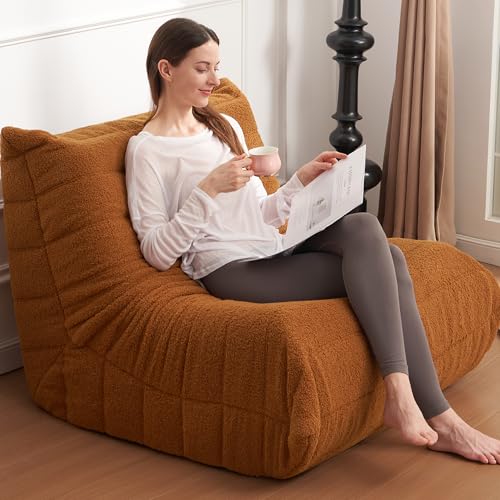 Bean Bag Chair Big Sofa Beanbag Chair for Adults Fireside Chair Bean Bag Lounger with Memory Foam Filled for Home,Apartment or Gaming Venue(Black Plush)