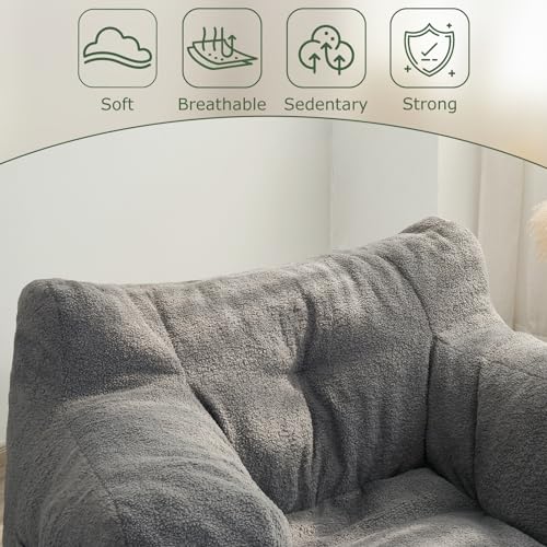 HIGOGOGO Giant Bean Bag Chairs for Adults,Big Comfy Chair Sofa for Bedroom Living Room, Large Lazy Bean Bag Chair with Pocket Armrests for Gaming, Reading
