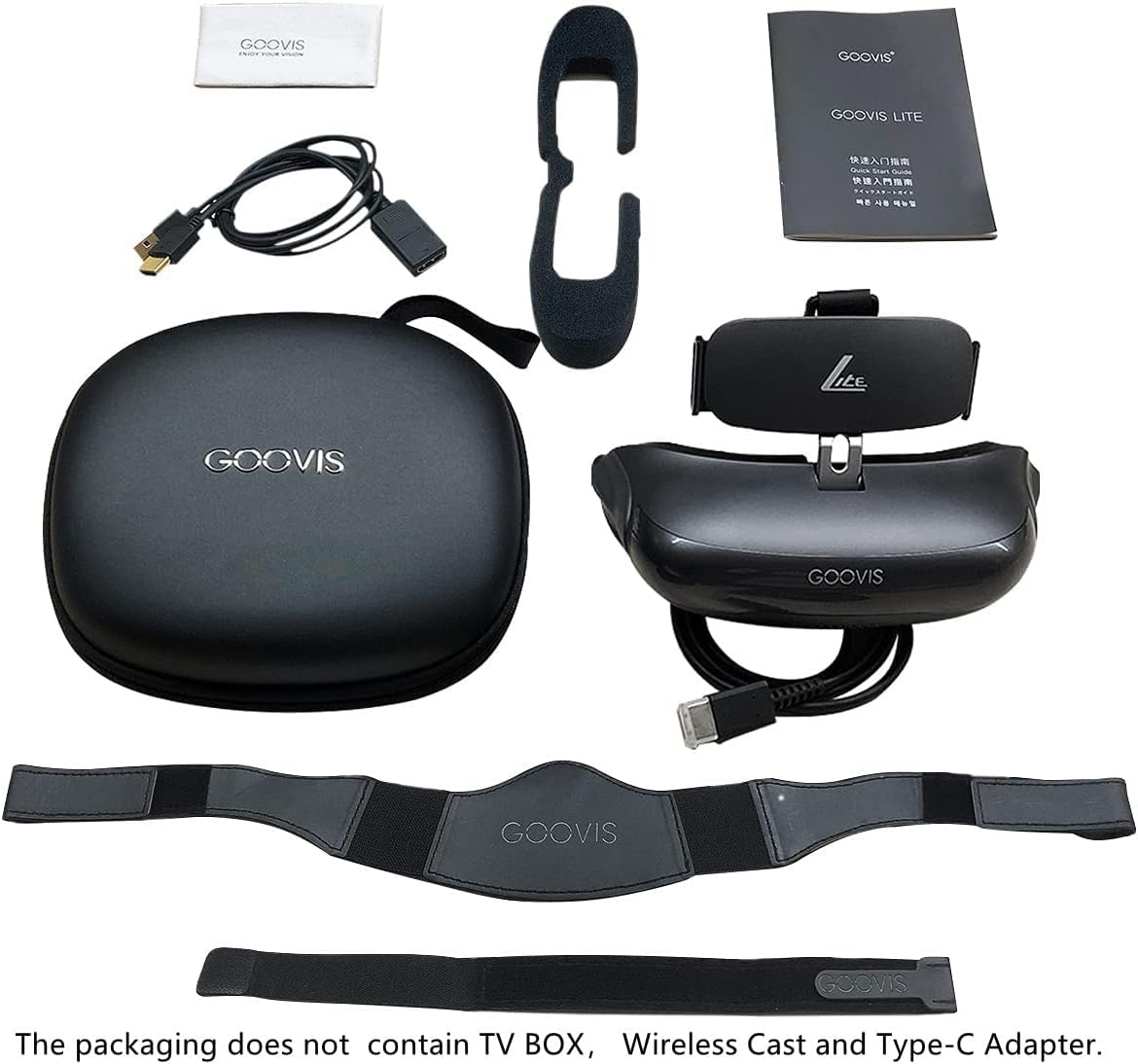 VR Headsets, GOOVIS Lite 3D Movies Virtual Reality with Dual 2K AMOLED Display, All-in-One PC VR Headset with Carrying Case and Elite Strap Comfortable Protective Head Strap Reduce Pressure in VR