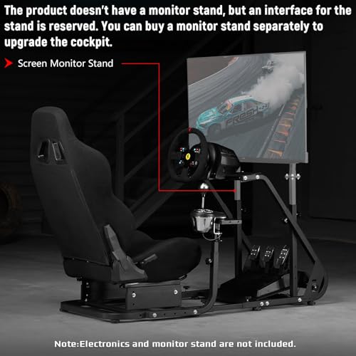 Dardoo G29 Racing Simulator Cockpit with Seat Fit for Logitech/Thrustmaster/Fanatec G25 G27 G923 T150,Steering Wheel Cockpit,Not Include Wheel, Pedal and Shifter