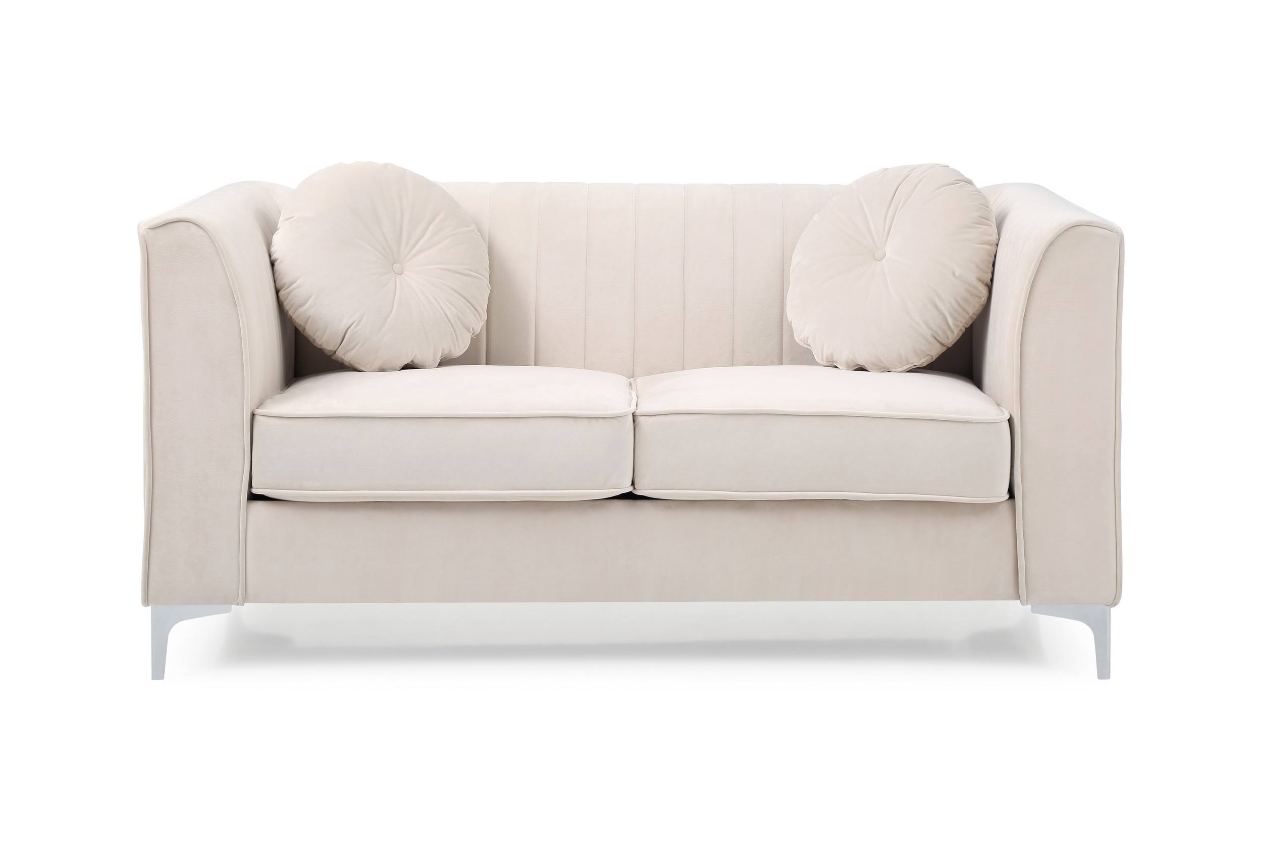 Glory Furniture Delray Velvet Loveseat in Ivory