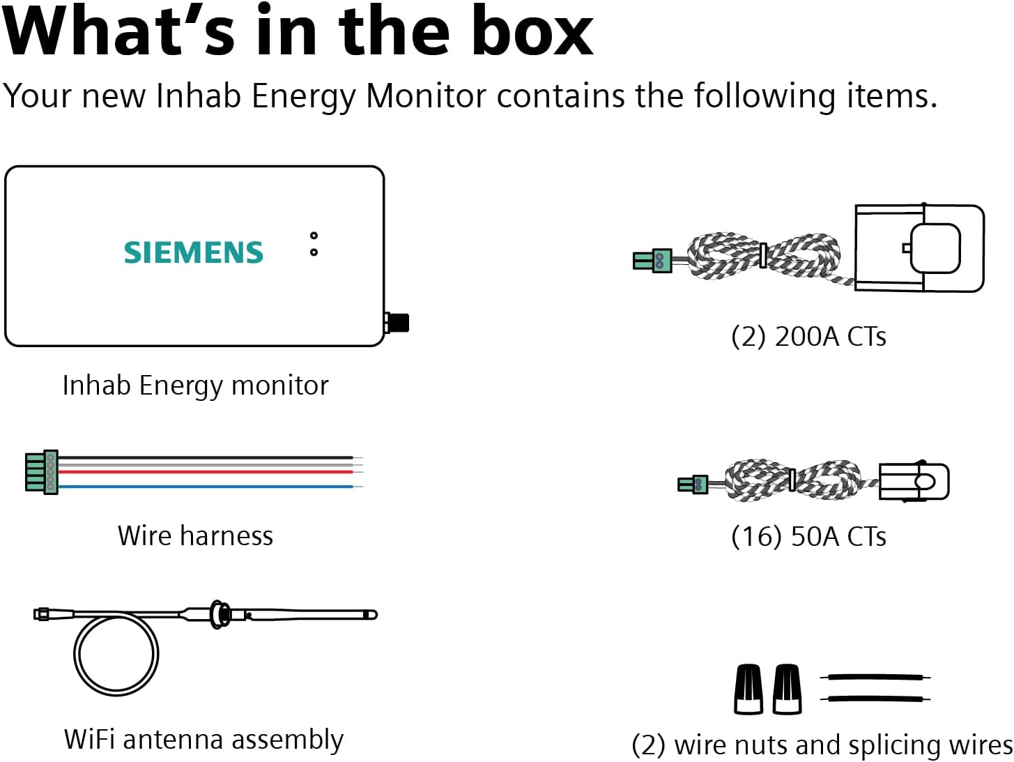 SIEMENS Smart Home Energy Monitor with 16-50Amp Circuit Level Sensors and 2-200Amp Main Sensors for Real Time Electricity Monitoring and Metering