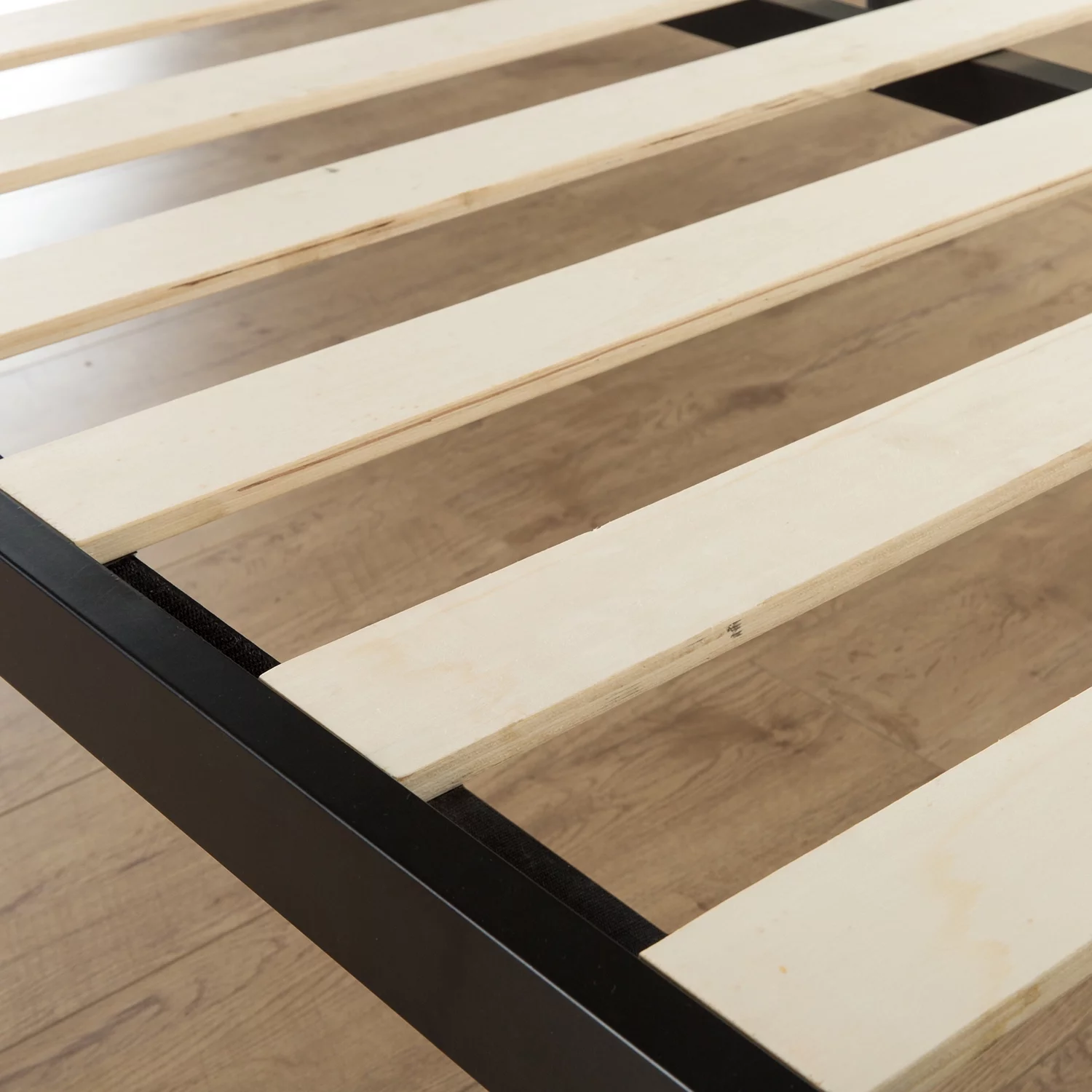 Modern Studio Platform 1500 Metal Bed Frame/Mattress Foundation, no Boxspring needed, Wooden Slat Support, Queen