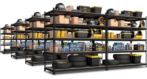 PrimeZone 2 Pack Storage Shelves 48" x 24" x 72" - 5 Tier Heavy Duty Adjustable Garage Storage Shelving, Metal Storage Utility Rack Shelf Unit for Warehouse Pantry Closet Kitchen, Black