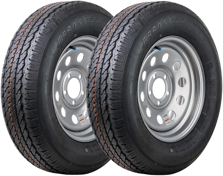 Gran Stellar Tire ST205/75R15 MOD-GREY | (5x4.5) Bolt Circle | Trailer Wheel | Tire Mounted (4)