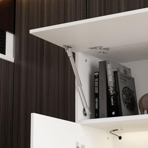 Entertainment Center with Bookshelves Modern Media Center with Open Shelves & Bridge TV Wall Unit with Doors, for Living Room White (81.1”W x 11.8”D x 70.9”H)