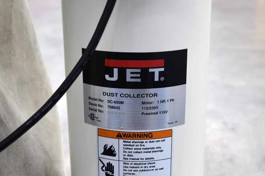 JET DC-650BK Dust Collector with Bag Filter Kit