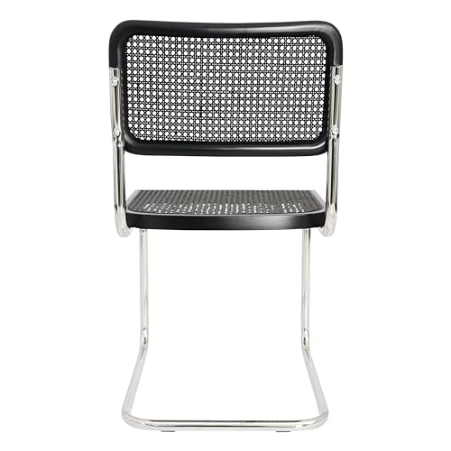 Breuer Chair Company Marcel Breuer Cesca Cane Cantilever Side Chair w/Chrome Steel Frame Walnut Wood & Natural Cane