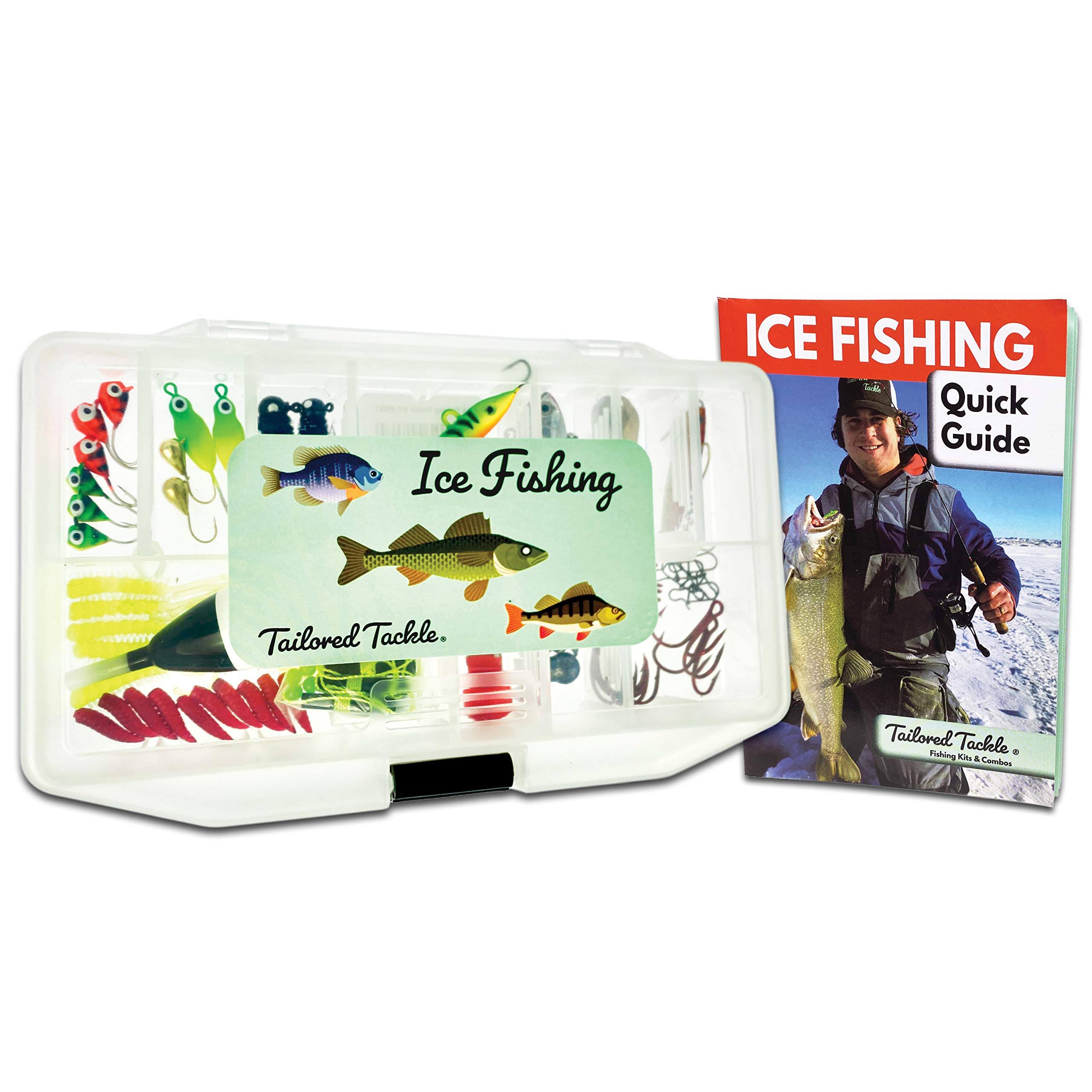 Tailored Tackle Ice Fishing Jigs Lures Kit Walleye Perch Panfish Crappie Bluegill Ice Fishing Gear Tackle Box 75 Pcs. Include 26