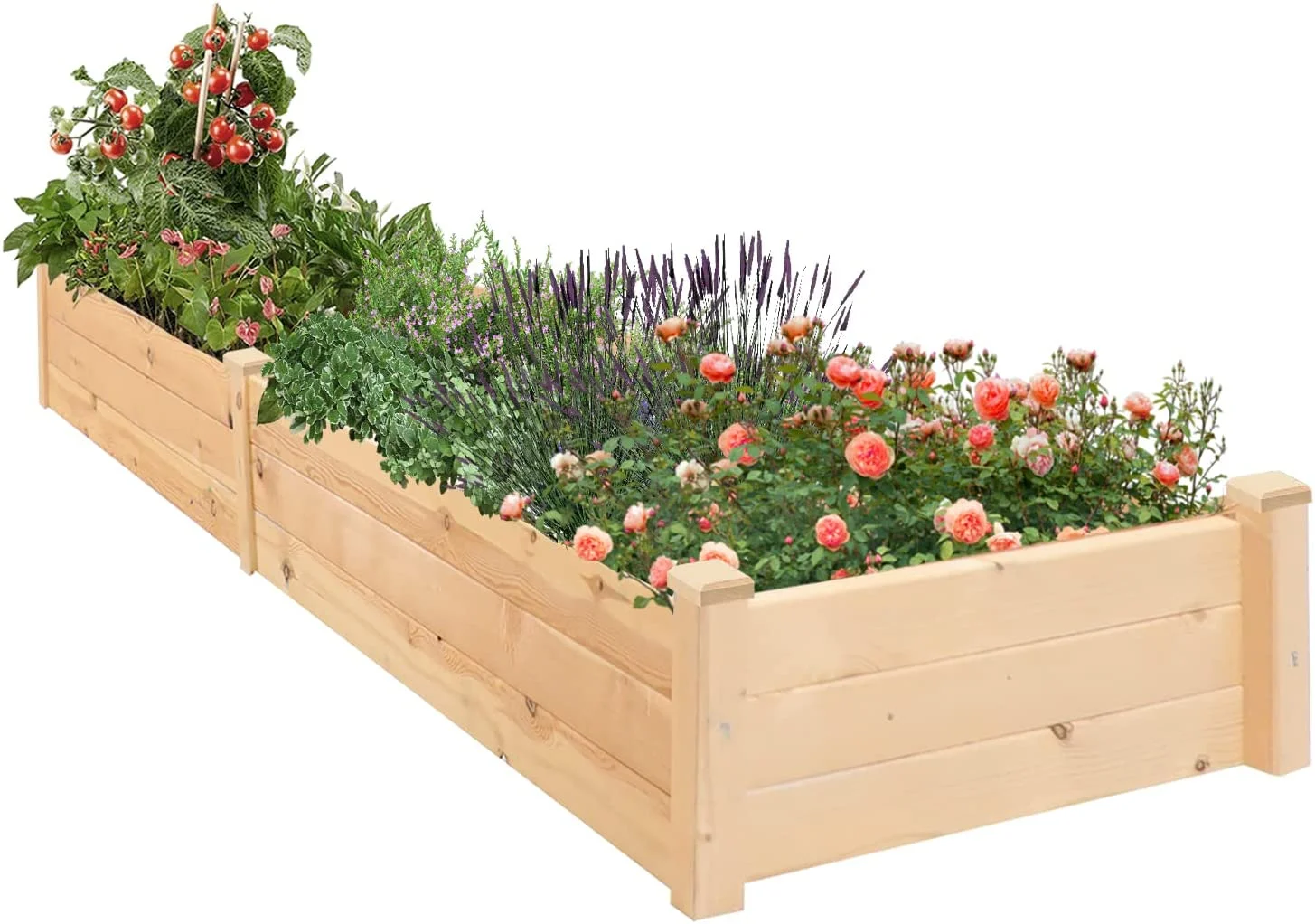 4x4 3 Tier Feet Outdoor Wooden Elevated Raised Garden Bed Planter Kit Grow Gardening Vegetable Natural, S or Yard Gardening, Natural - Curated Treasures Market
