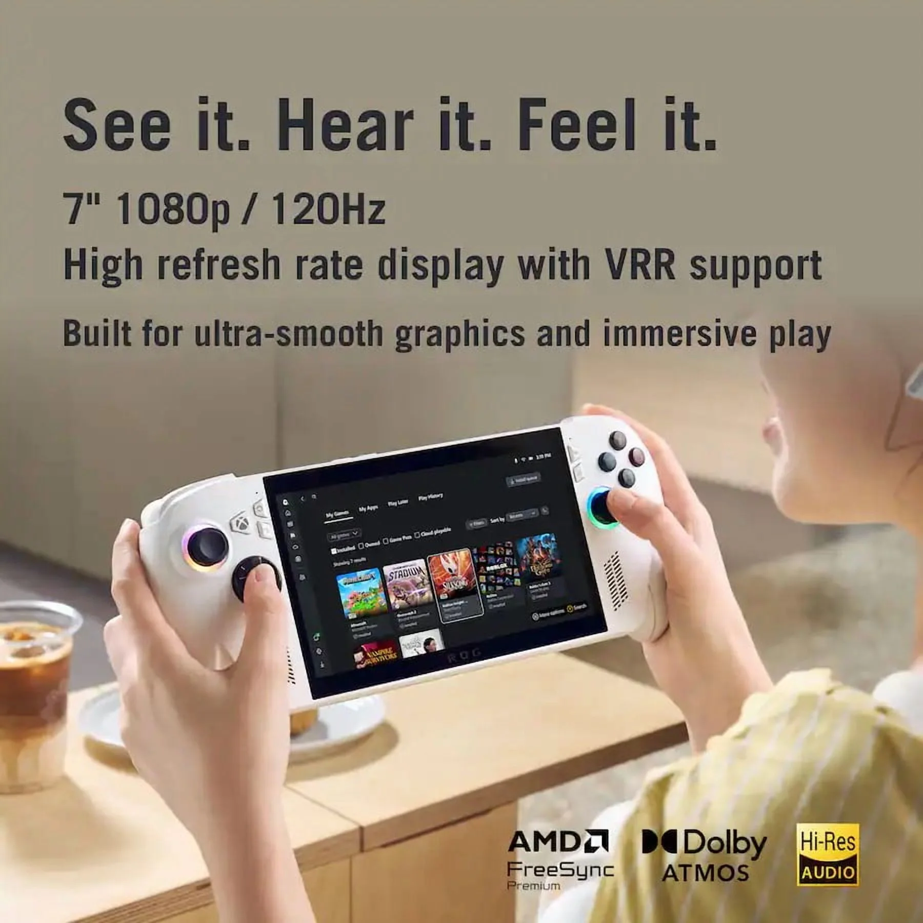 ASUS ROG Xbox Ally 7" FHD Gaming Handheld Console, 120Hz IPS LED Touch Screen, AMD Ryzen Z2 A Processor, 16GB with 512GB SSD, Windows 11, with 5ave 3-in-1 Kit