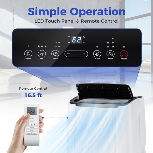 DORTALA Portable Air Conditioner, Smart Floor Standing Quiet 4-in-1 AC Unit with Heater, Fan & Dehumidifier, 24H Timer & APP, Remote Control