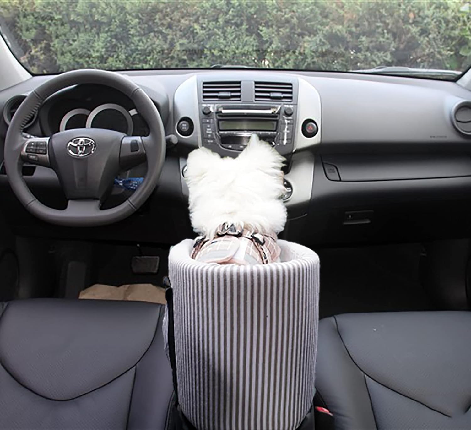 Ximei Dog Booster Car Seat ON Car Armrest Center Console Dog Pet Booster Car Seat Dog Cat Travel Seat Puppy Console for SUV Secure Safety Seat Perfect for Small Dogs Cats (Black and White)