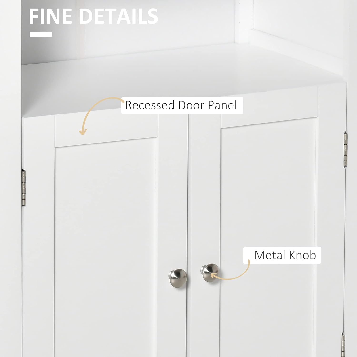 kleankin Bathroom Floor Storage Cabinet, Freestanding Linen Cabinet with Double Doors and 2 Adjustable Shelves, White