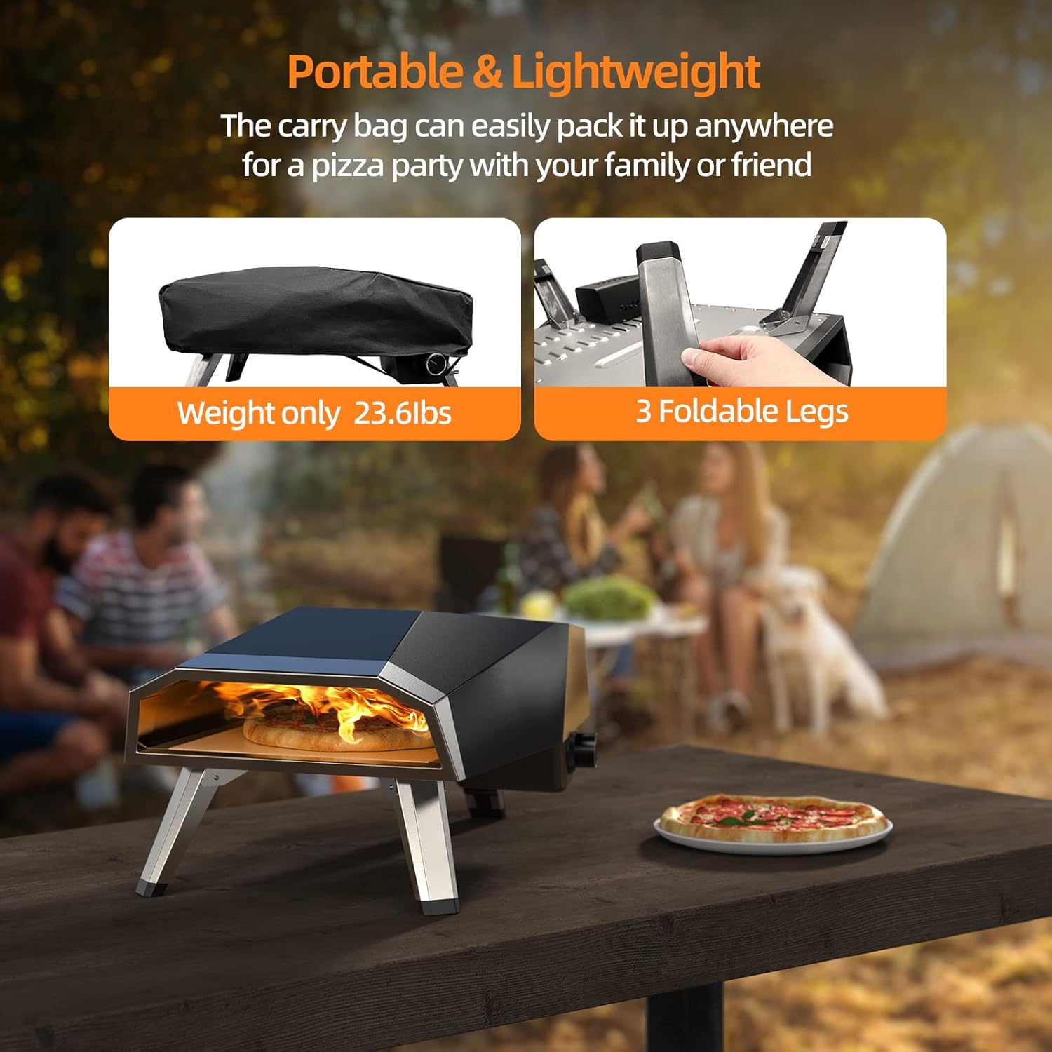 Gas Pizza Oven Portable Outdoor Pizza Oven for 12'' Pizza, Stainless Steel Pizza Maker Set for Outside Backyard Camping Cooking