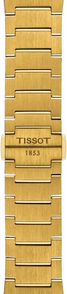 Tissot Mens PRX 316L Stainless Steel case with Yellow Gold PVD Coating Quartz Watch, Yellow, Stainless Steel, 12 (T1374103302100)
