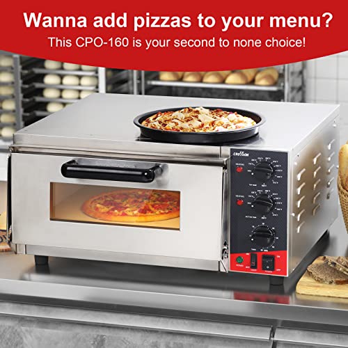CROSSON Commercial 16 inch Countertop Electric Pizza Oven with pizza stone, Multipurpose Indoor Pizza oven for Restaurant Home use,120V/1600W