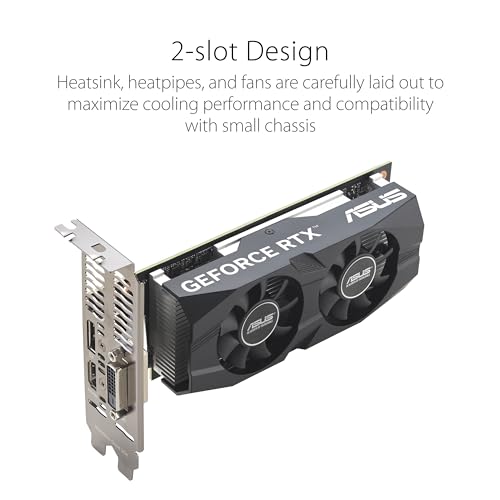 ASUS Dual NVIDIA GeForce RTX 3050 6GB OC Edition Gaming Graphics Card - PCIe 4.0, 6GB GDDR6 Memory, HDMI 2.1, DisplayPort 1.4a, 2-Slot Design, Axial-tech Fan Design, 0dB Technology, Steel Bracket