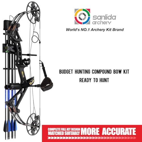 Sanlida 2024 New Dragon X7 Ready to Hunt Compound Bow Package for Adults, Archery Compound Bow and Arrow Set, 0-70 Lbs Draw Weight, No Bow Press Needed, Limited Life-time Warranty
