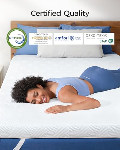 Dreamsmith Gel Memory Foam Mattress Topper, 3-Inch Full, Breathable Pressure Relief Cooling Mattress Topper, Washable Cover with Elastic Straps & Non-Slip Bottom, CertiPUR-US Certified