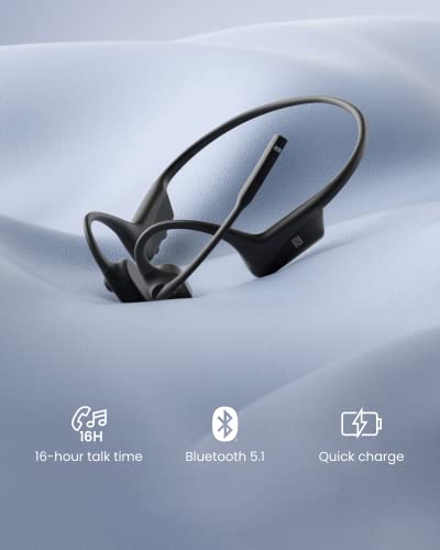 Aftershokz OpenComm (Rebranded as Shokz OpenComm) Wireless Stereo Bone Conduction Bluetooth Headset with Noise-Canceling Boom Microphone for Office Home Business Trucker Drivers Commercial Use, Black