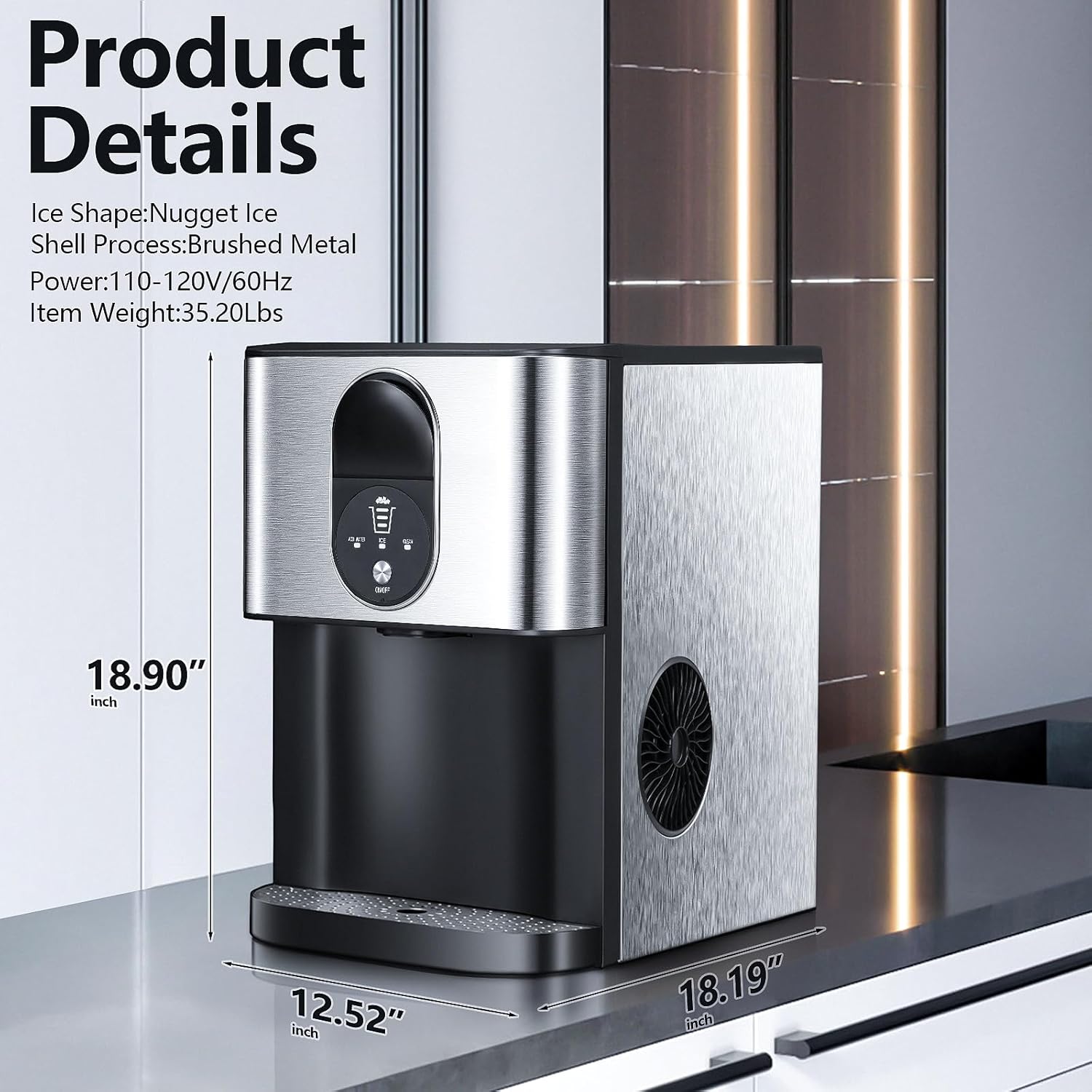 ZAFRO Countertop Nugget Ice Maker 44lbs/24H,Opal Nugget Ice Maker Machine,with Self-Cleaning Function/Silver