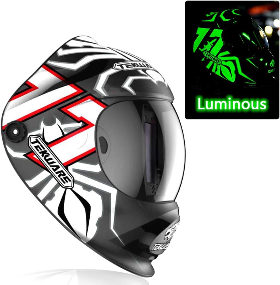 TEKWARE Large Viewing True Color Solar Powered Auto Darkening Welding Helmet, Hemispherical 4C lense, 4 Arc Sensor Wide Shade Range 4/5-9/9-13 Luminous Welder Mask for Mig Tig Arc Grinding Plasma