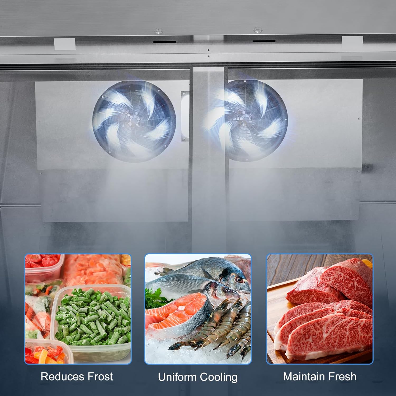 54" Commercial Freezers Upright 2 Door Stainless Steel Reach In Freezer with 8 Shelves, 49 Cubic Feet Air Cooling Auto Defrost Freezer for Restaurant Kitchen Garage, ETL NSF Approved