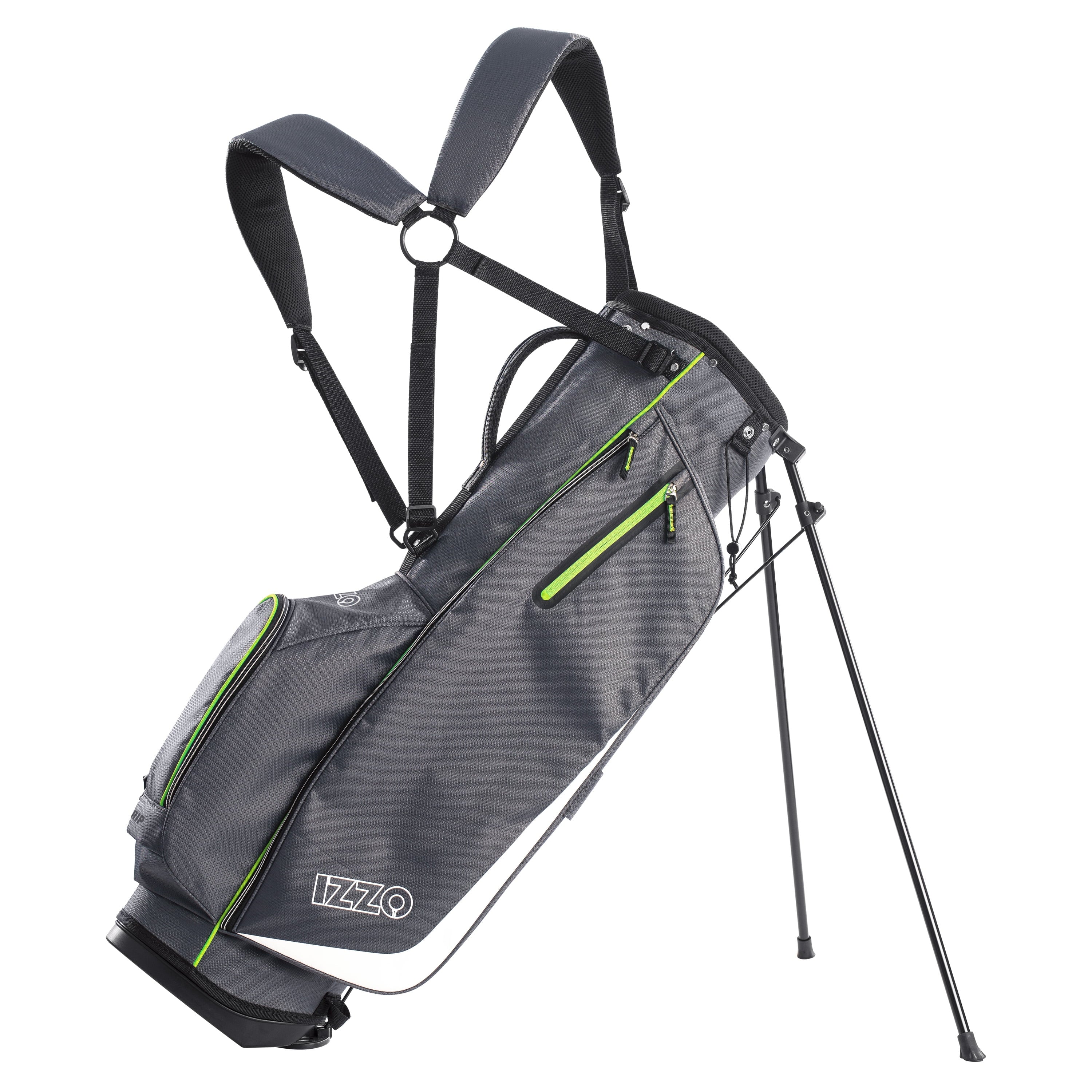 Izzo Golf Ultra-Lite Stand Bag - Grey/Lime