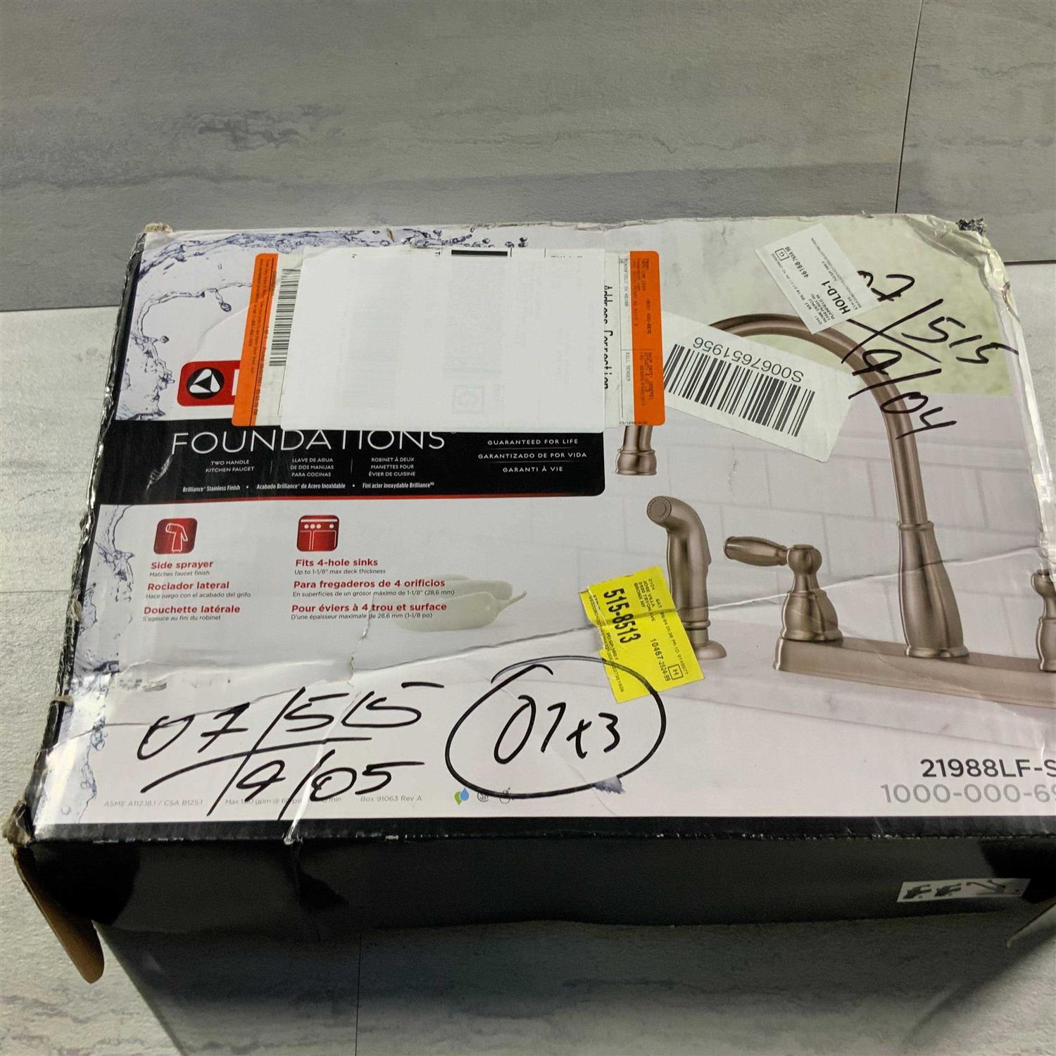 Delta Foundations 2-Handle Standard Kitchen Faucet with Side Sprayer Stainless - Shop Hardware Tools Online Store