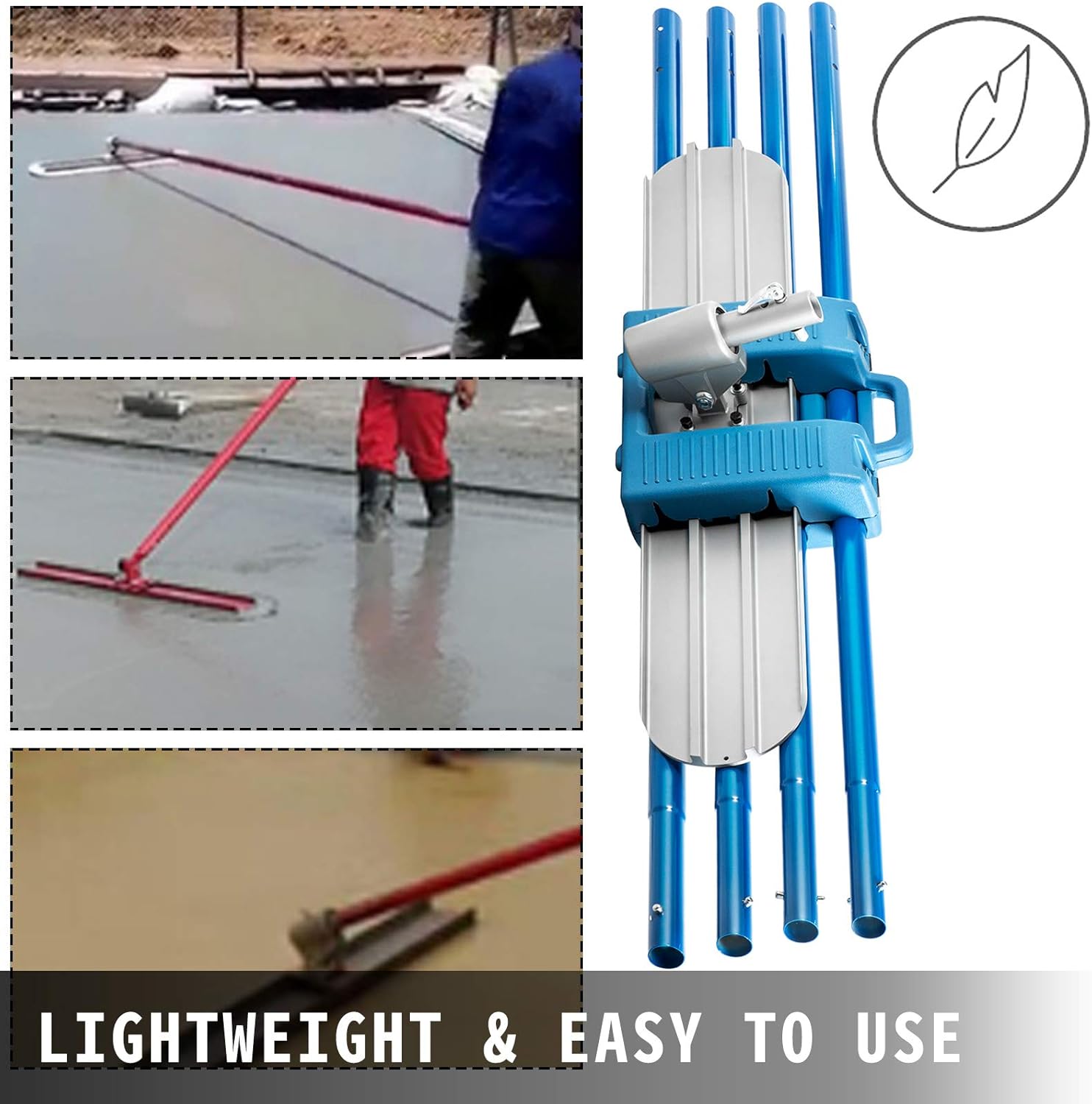 VEVOR Bull Float Magnesium Concrete Float 48 x 8" Round End Concrete Float Tool Cement Tool Bull Concrete Kit Bull Float with 4 Float Handle Bull Float Bracket Concrete Tools Finishing Bull Float