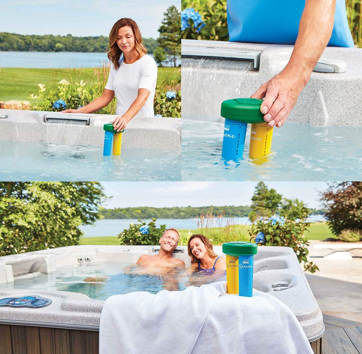 Spa Frog Serene Cartridge for Hot Tub 2 Mineral Cartridge for Floating Sanitizing System and Hot Tub Water Balance Guide