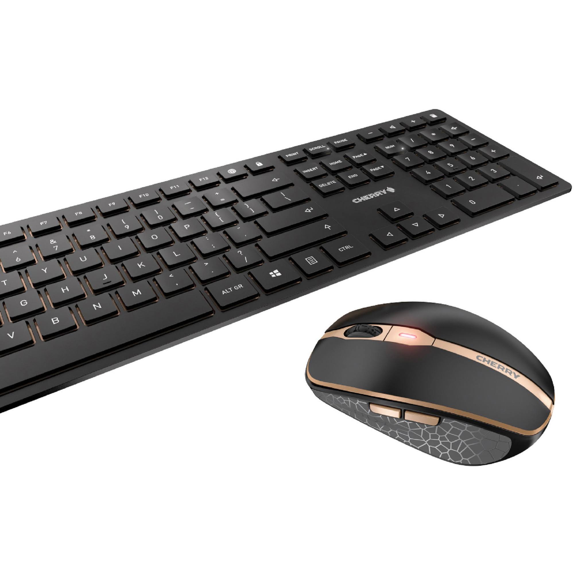 CHERRY DW 9000 SLIM Wireless 2.4 GHz-Bluetooth 4.0 Keyboard and Mouse Combo - Bronze/Black