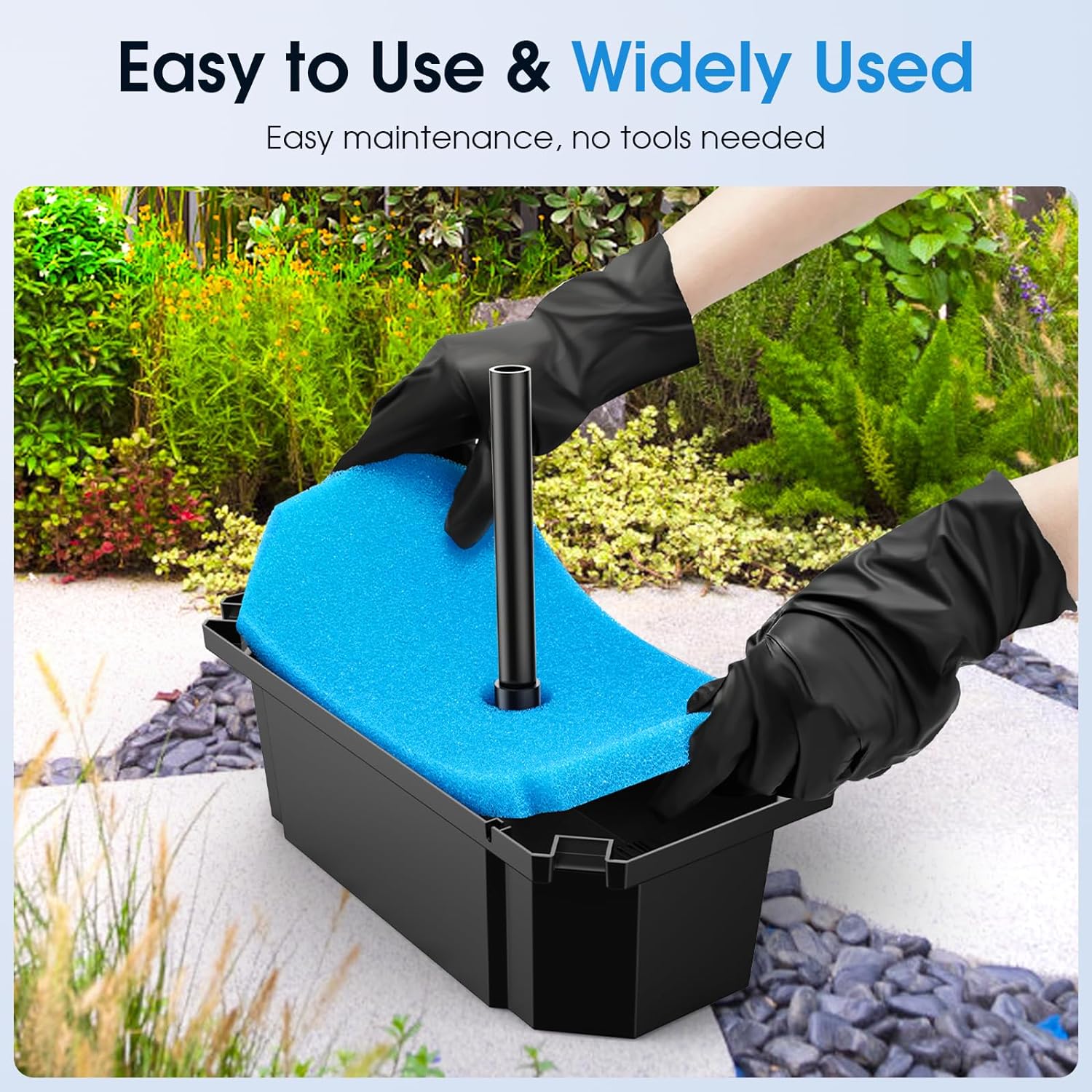 POPOSOAP 40W Solar Fountain Pump with Pond Filter, Solar Pond Pump 320GPH Adjustable Flow, Pond Filters for Outdoor Ponds Pool Waterfall Koi Pond Water Features