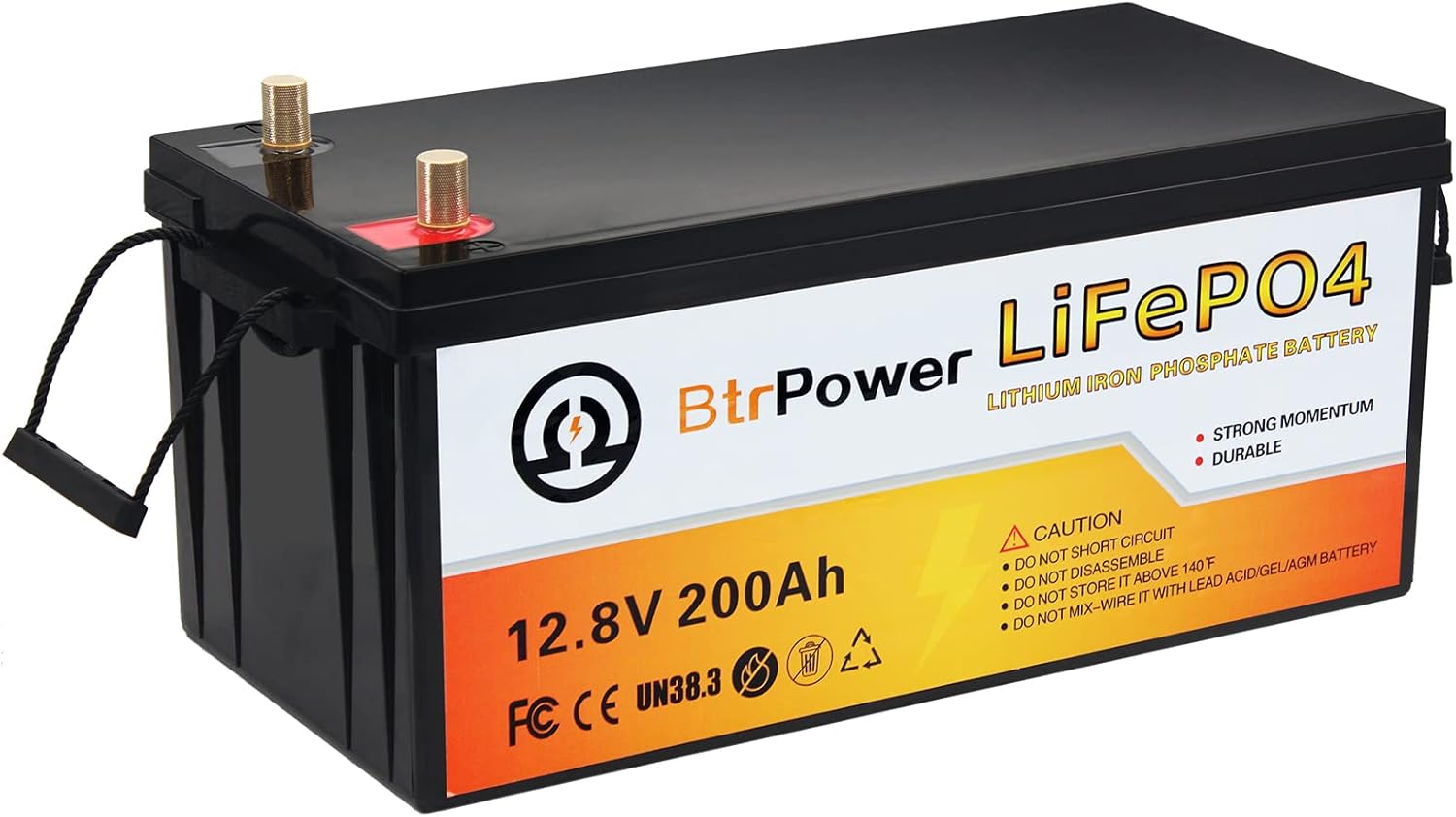 12V Lithium Battery-200Ah LiFePO4 Deep Cycle Battery,Built-in 200A BMS,4000+ Cycles,Perfect for RV, Home Storage,Marine,Solar Power System and Outdoor Camping (12V 200Ah（200Amp）)