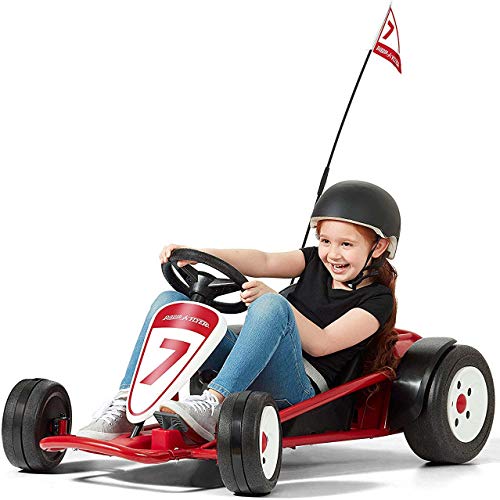 Radio Flyer 36V Battery-Powered Kids Electric Go-Kart with Adjustable Seat, Rubber Wheels, Grey