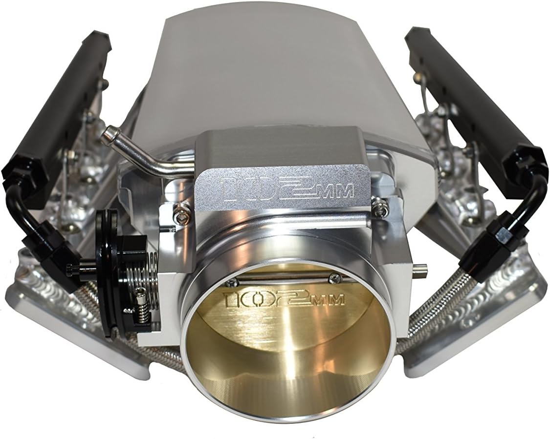 A-Team Performance - Intake Manifold 102mm Throttle Body Sheet Metal Fabricated EFI 15° Throttle Opening - Compatible with Chevrolet GMC Pontiac LS LS1 LS2 LS6 Silver