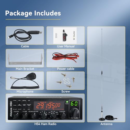 Retevis Ailunce HS4 10 Meter Radio, High Power SSB Ham Radio Base Station, CW/SSB/AM/FM/PA Mode, Noise Reduction, Dual Watch, SWR Protection, Amateur Mobile Radio Transceiver for Emergency Response