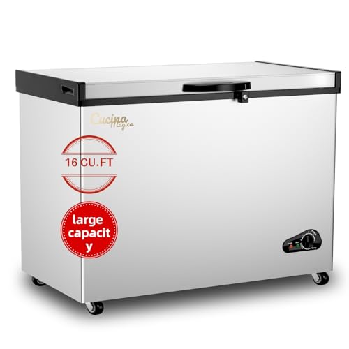 Bodacious 10 Cu Ft Deep Freezer - Chest Freezer with Removable Basket and Adjustable Thermostat - Top Open Door Compact Freezer Energy Saving Quiet for Garage, Kitchen, Office, Bar