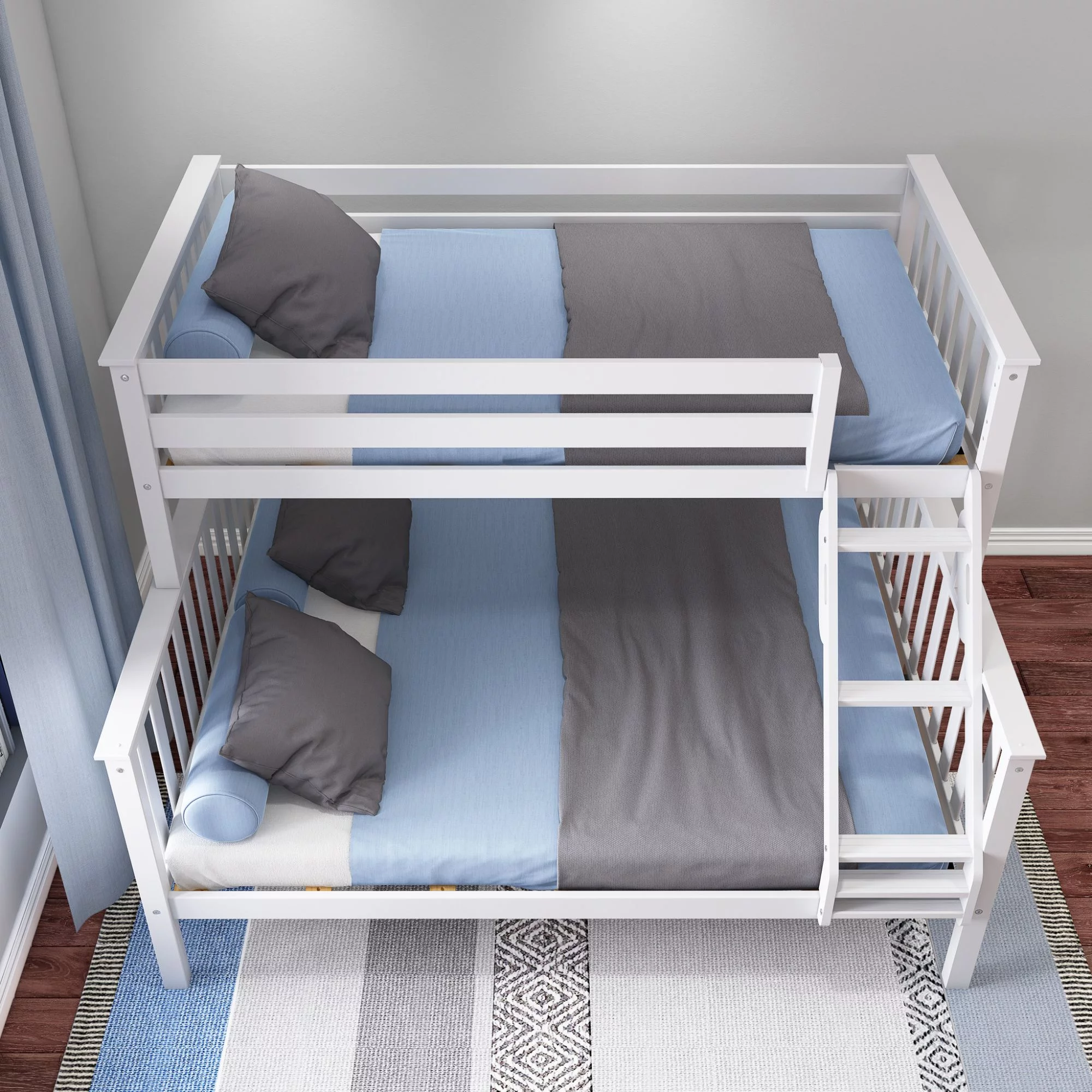 Max & Lily Solid Wood Twin XL over Queen Bunk Bed for Kids, White