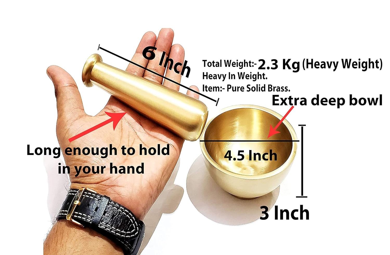 RK_ENTERPRISES Brass Mortar Pestle Set, 1 Piece, 4.5 Inches, Gold
