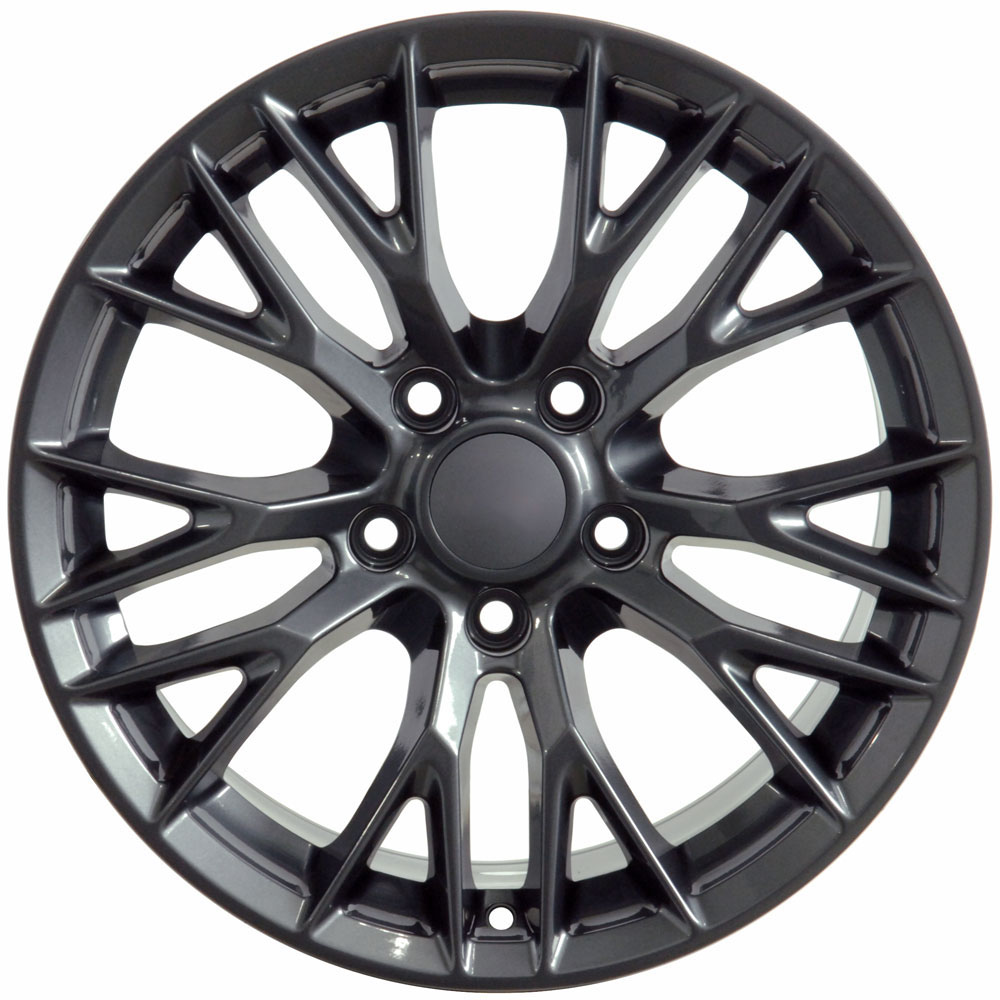 OE Wheels 18 Inch Fits Chevy Camaro Corvette Pontiac Firebird C6 ZR1 Style CV08A Gunmetal 18x10.5/18x8.5 Rim Hollander 5402 SET